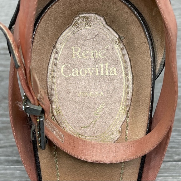 Rene Caovilla Satin Heels with Swarovski Crystals Pink/Brown Size 40 or US10 - Picture 3 of 9